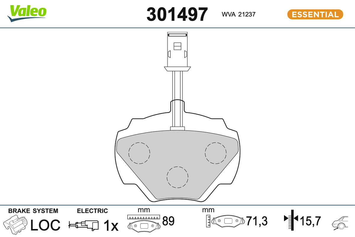 Jeu de 4 plaquettes de frein VALEO 301497